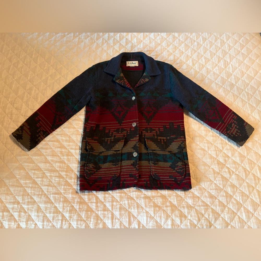 Vintage L.L.Bean Freeport Maine Aztec Wool Blend Jacket